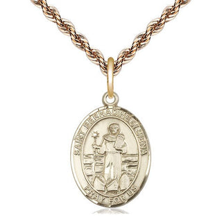 14kt Gold Saint Bernadine of Sienna Medal Engraved Catholic Saint Jewelry