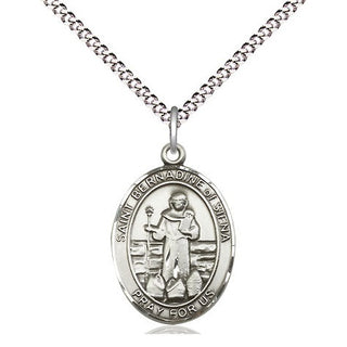 Pewter Saint Bernadine of Sienna Medal Religious Jewelry Engraved Catholic Saint Jewelry