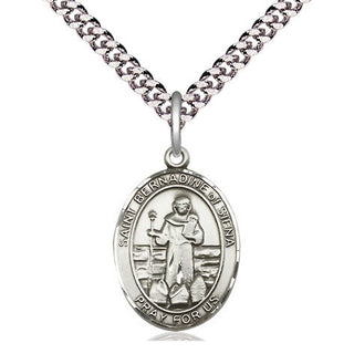 Pewter Saint Bernadine of Sienna Medal Religious Jewelry Engraved Catholic Saint Jewelry