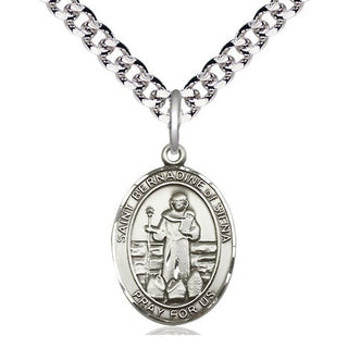 Pewter Saint Bernadine of Sienna Medal Religious Jewelry Engraved Catholic Saint Jewelry