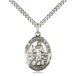 Pewter Saint Bernadine of Sienna Medal Religious Jewelry Engraved Catholic Saint Jewelry