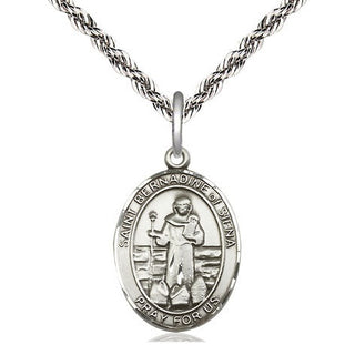 Sterling Silver Saint Bernadine of Sienna Medal Religious Jewelry Engraved Catholic Saint Jewelry