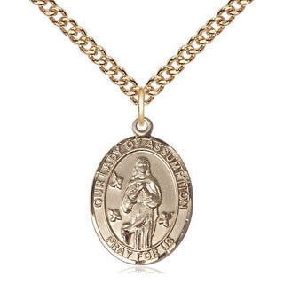 14kt Gold Our Lady of Assumption Medal Engraved Catholic Saint Jewelry