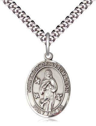 Pewter Our Lady of Assumption Medal Religious Jewelry Engraved Catholic Saint Jewelry