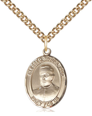 14kt Gold Blessed Miguel Pro Medal Engraved Catholic Saint Jewelry