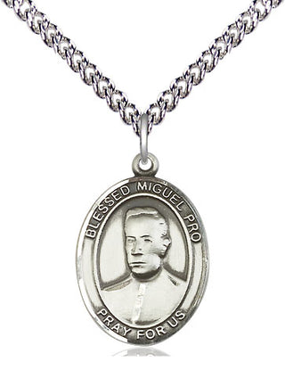 Sterling Silver Blessed Miguel Pro Medal Religious Jewelry Engraved Catholic Saint Jewelry
