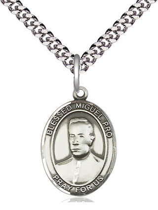 Sterling Silver Blessed Miguel Pro Medal Religious Jewelry Engraved Catholic Saint Jewelry