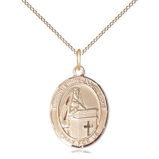 14kt Gold Blessed Emilee Doultremont Medal Engraved Catholic Saint Jewelry