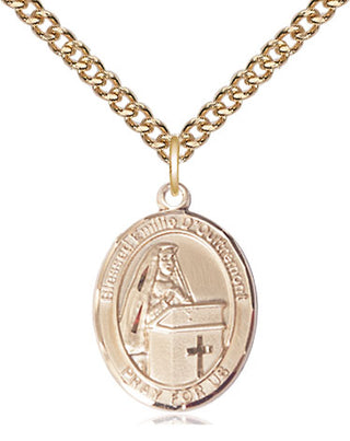 14kt Gold Blessed Emilee Doultremont Medal Engraved Catholic Saint Jewelry