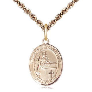 14kt Gold Blessed Emilee Doultremont Medal Engraved Catholic Saint Jewelry