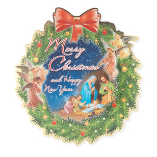 12" Christmas and New Year Wreath Shaped Plaque
