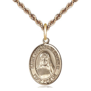 14kt Gold Saint Pauline Visintainer Medal Engraved Catholic Saint Jewelry