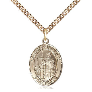 14kt Gold Saint Jacob of Nisibis Medal Engraved Catholic Saint Jewelry