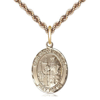 14kt Gold Saint Jacob of Nisibis Medal Engraved Catholic Saint Jewelry