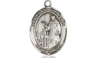 Pewter Saint Jacob of Nisibis Medal Engraved Catholic Saint Jewelry