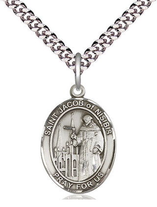 Pewter Saint Jacob of Nisibis Medal Religious Jewelry Engraved Catholic Saint Jewelry