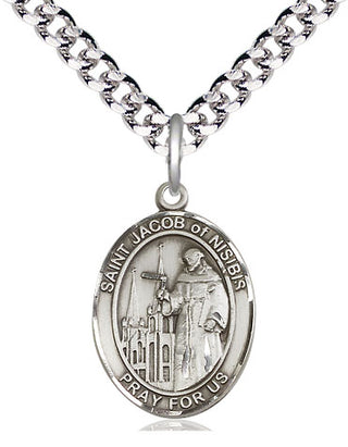 Pewter Saint Jacob of Nisibis Medal Religious Jewelry Engraved Catholic Saint Jewelry