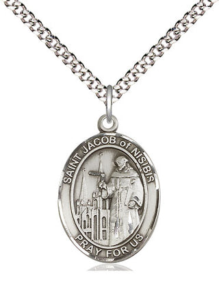Pewter Saint Jacob of Nisibis Medal Religious Jewelry Engraved Catholic Saint Jewelry