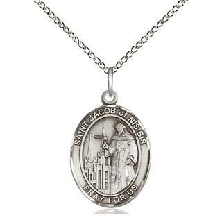 Sterling Silver Saint Jacob of Nisibis Medal Religious Jewelry Engraved Catholic Saint Jewelry