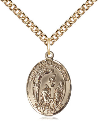 14kt Gold Paul the Hermit Medal Engraved Catholic Saint Jewelry