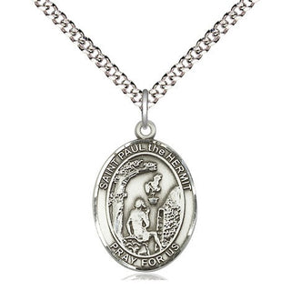 Pewter Paul the Hermit Medal Religious Jewelry Engraved Catholic Saint Jewelry
