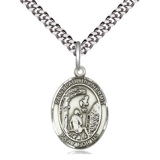 Sterling Silver Paul the Hermit Medal Religious Jewelry Engraved Catholic Saint Jewelry