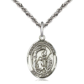 Sterling Silver Paul the Hermit Medal Religious Jewelry Engraved Catholic Saint Jewelry