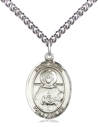 Sterling Silver Saint Daria Medal Religious Jewelry Engraved Catholic Saint Jewelry