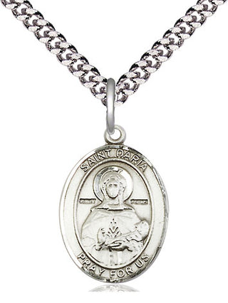 Sterling Silver Saint Daria Medal Religious Jewelry Engraved Catholic Saint Jewelry