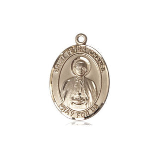 14kt Gold Saint Peter Chanel Medal Engraved Catholic Saint Jewelry