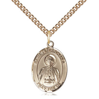 14kt Gold Saint Peter Chanel Medal Engraved Catholic Saint Jewelry