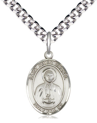 Pewter Saint Peter Chanel Medal Religious Jewelry Engraved Catholic Saint Jewelry