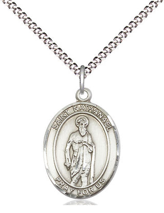 Pewter Saint Nathanael Medal Religious Jewelry Engraved Catholic Saint Jewelry