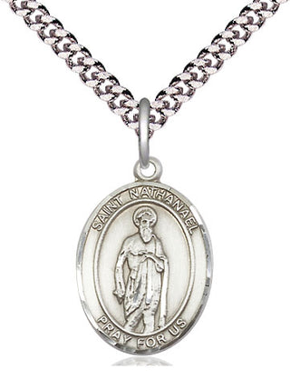 Pewter Saint Nathanael Medal Religious Jewelry Engraved Catholic Saint Jewelry