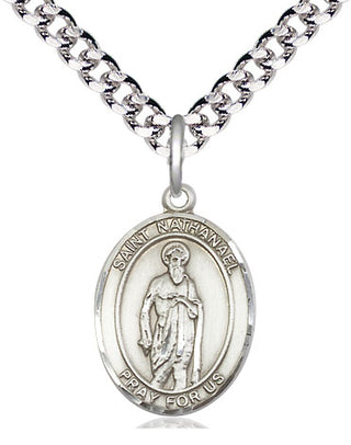 Pewter Saint Nathanael Medal Religious Jewelry Engraved Catholic Saint Jewelry
