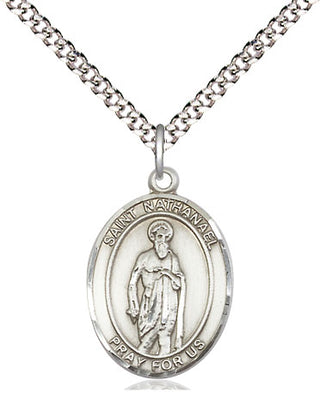 Pewter Saint Nathanael Medal Religious Jewelry Engraved Catholic Saint Jewelry