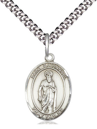 Pewter Saint Nathanael Medal Religious Jewelry Engraved Catholic Saint Jewelry