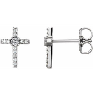 Platinum 1/10 CTW Natural Diamond Cross Earrings  