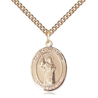 14kt Gold Saint Columbkille Medal Engraved Catholic Saint Jewelry