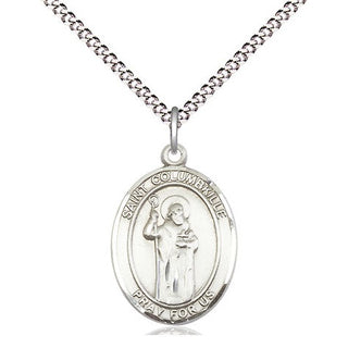 Pewter Saint Columbkille Medal Religious Jewelry Engraved Catholic Saint Jewelry