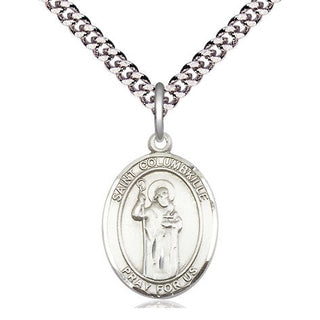 Pewter Saint Columbkille Medal Religious Jewelry Engraved Catholic Saint Jewelry