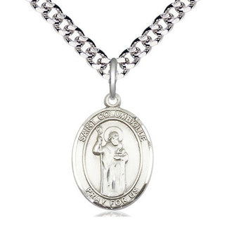 Pewter Saint Columbkille Medal Religious Jewelry Engraved Catholic Saint Jewelry