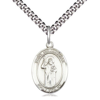 Pewter Saint Columbkille Medal Religious Jewelry Engraved Catholic Saint Jewelry