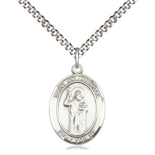 Sterling Silver Saint Columbkille Medal Religious Jewelry Engraved Catholic Saint Jewelry