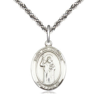 Sterling Silver Saint Columbkille Medal Religious Jewelry Engraved Catholic Saint Jewelry
