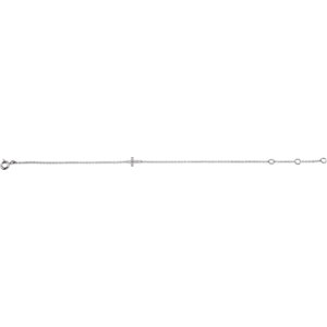 14K White .04 CTW Diamond Sideways Cross Youth 7" Bracelet