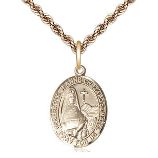 14kt Gold Jeanne Chezard de Matel Medal Engraved Catholic Saint Jewelry