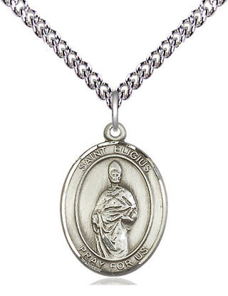 Sterling Silver Saint Eligius Medal Religious Jewelry Engraved Catholic Saint Jewelry