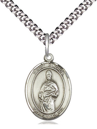 Sterling Silver Saint Eligius Medal Religious Jewelry Engraved Catholic Saint Jewelry