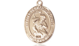 14kt Gold Filled Blessed Herman the Cripple Medal Engraved Catholic Saint Jewelry